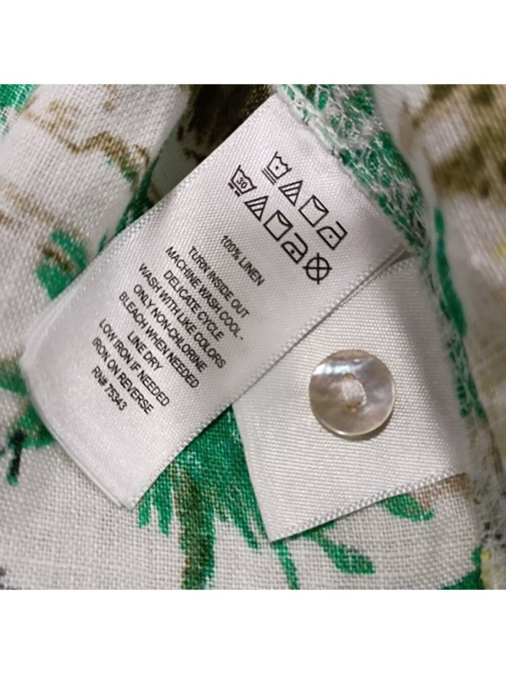 Cynthia Rowley Amalfi Coast Linen Shirt S Resortwear Coastal GreenWhite - Picture 7 of 9